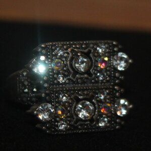 Show Stopping Mind Blowing 925 Sterling CZ & Crystal Huge Heavy Statement Ring